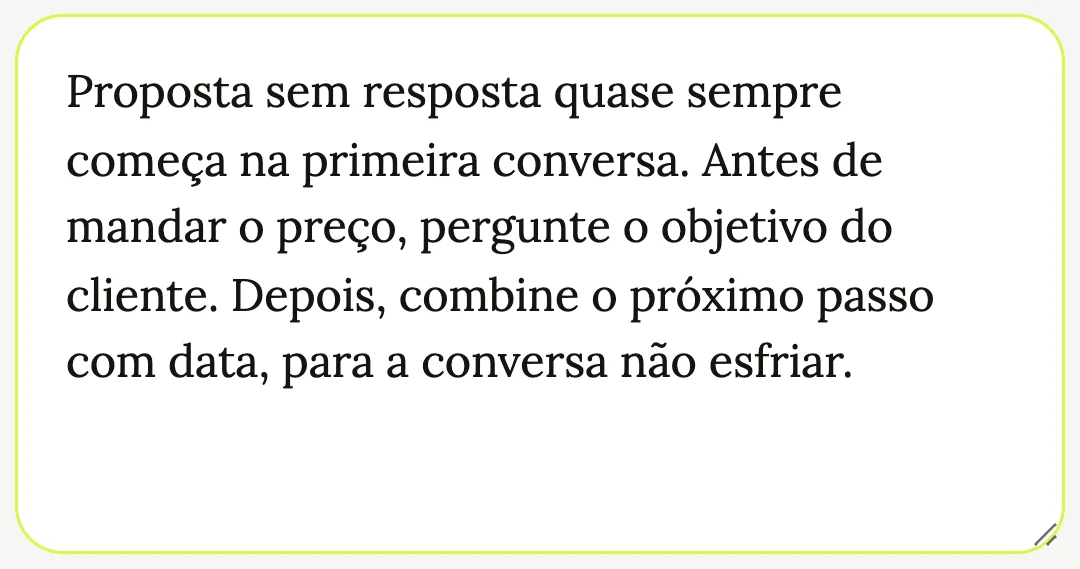Campo real com o texto colado da Consultoria Aurora (dados fictícios).