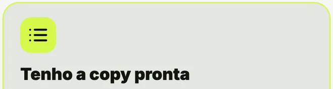 Opção real Tenho a copy pronta, escolhida (dados fictícios).